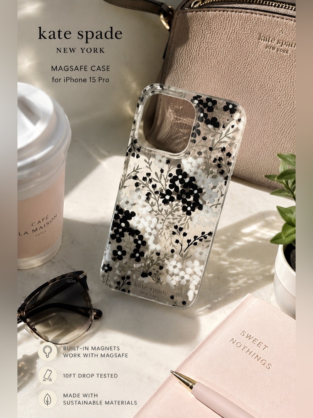 Kate Spade New York Floral MagSafe iPhone 15 Pro Case